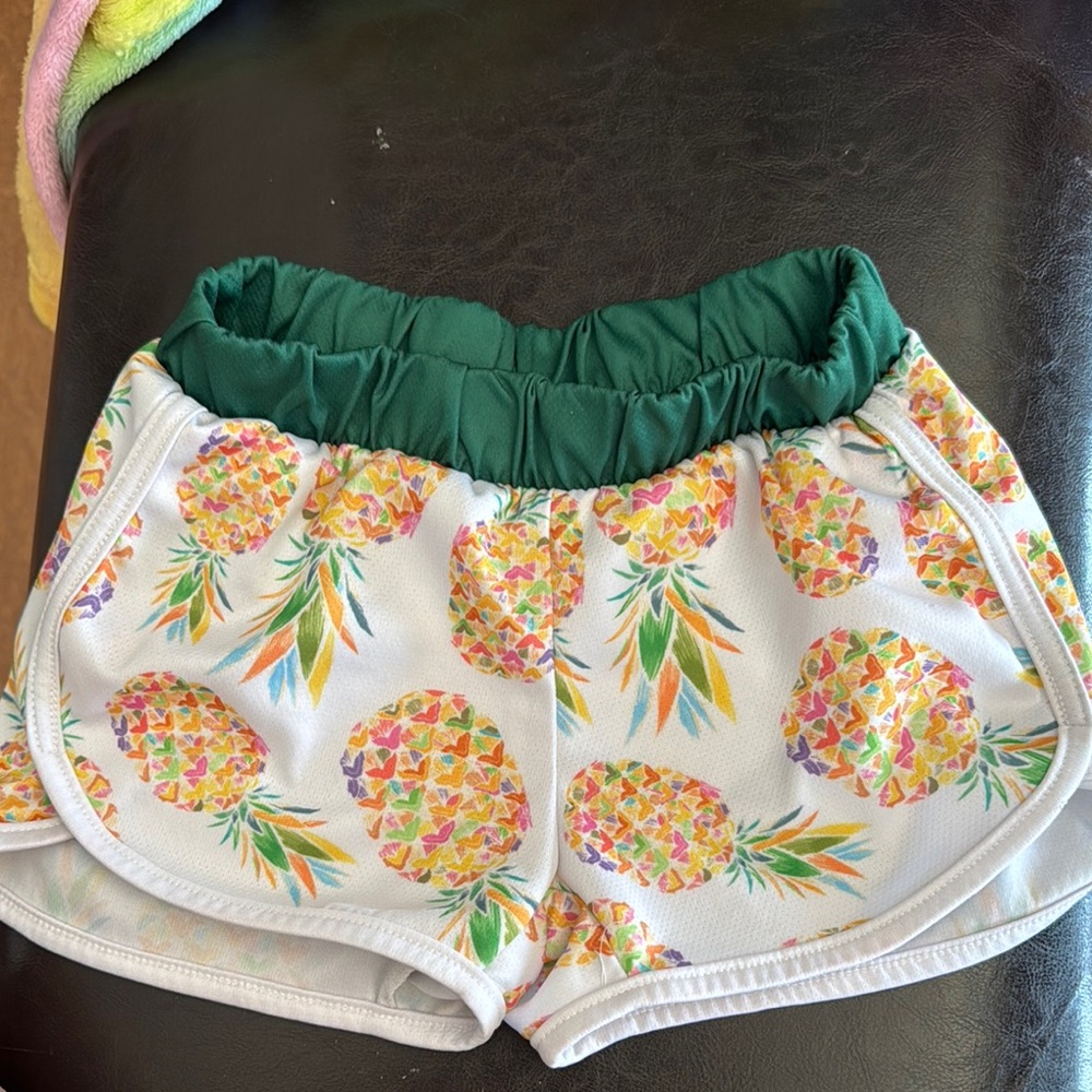 Pineapple Print Shorts with Green Waistband